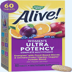 Amazon.com: Nature's Way Alive! Women's Ultra Potency Complete  Multivitamin, High Potency B-Vitamins, Energy Metabolism*, 60 Tablets :  Health & Household